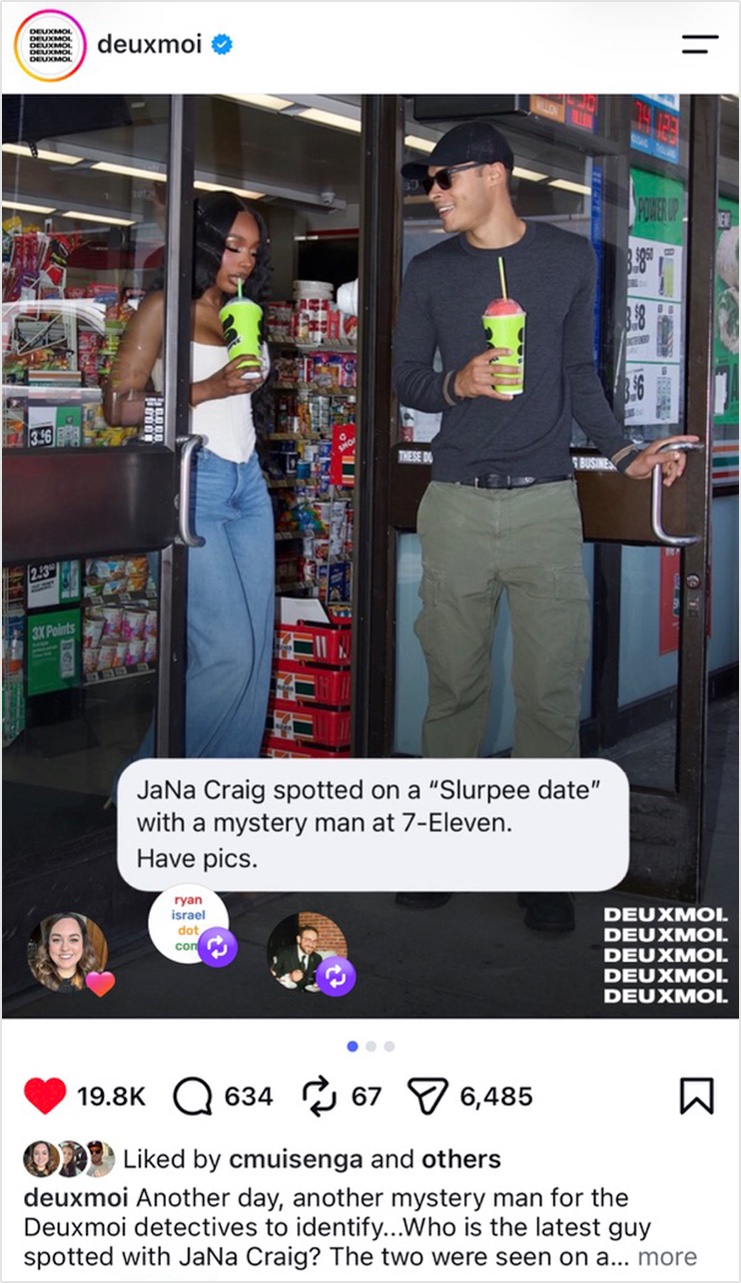 Deuxmoi post of JaNa Craig on a Slurpee Date